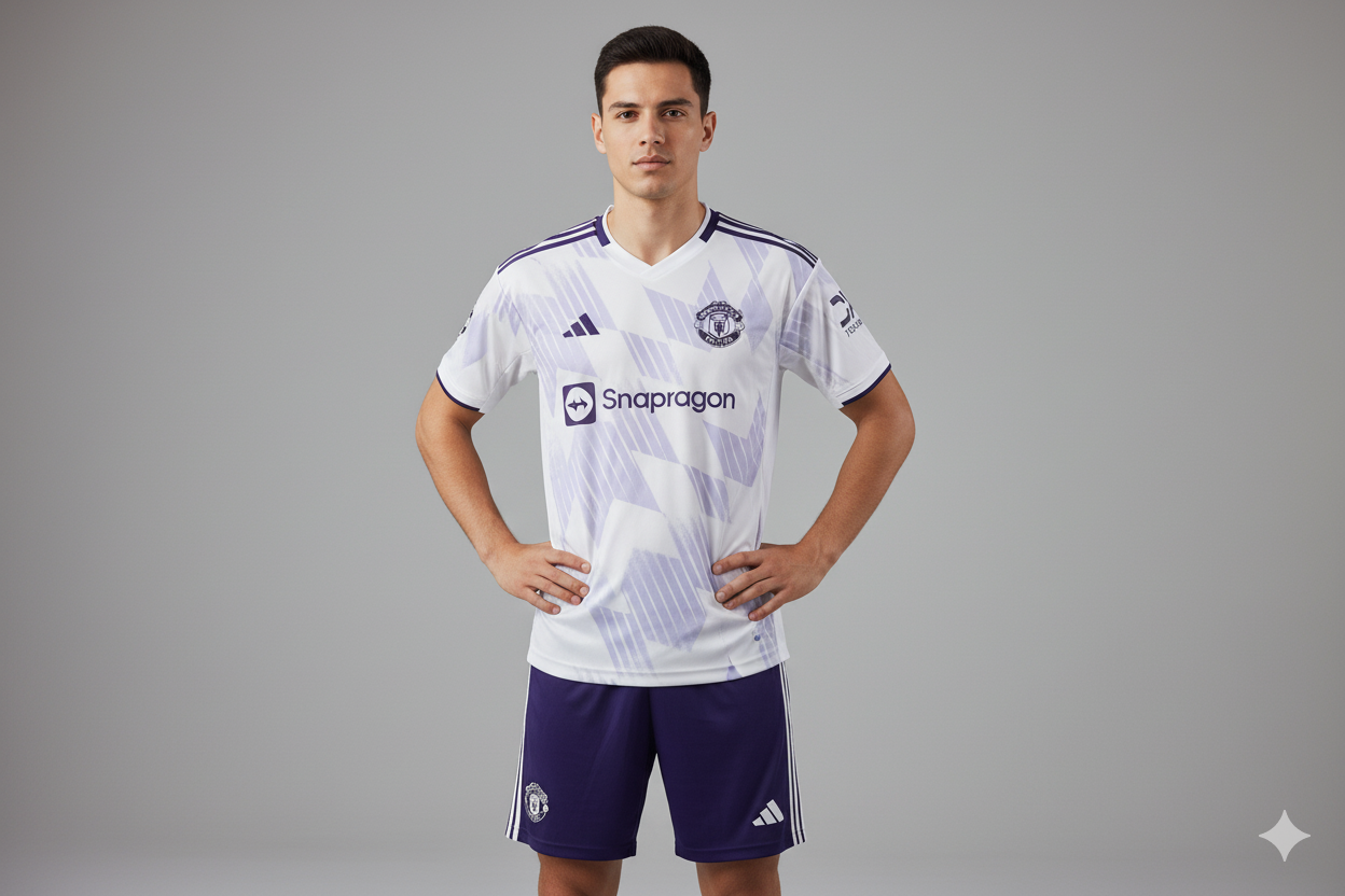 Manchester United 25/26 Away Jersey with Shorts – Purple & White Edition