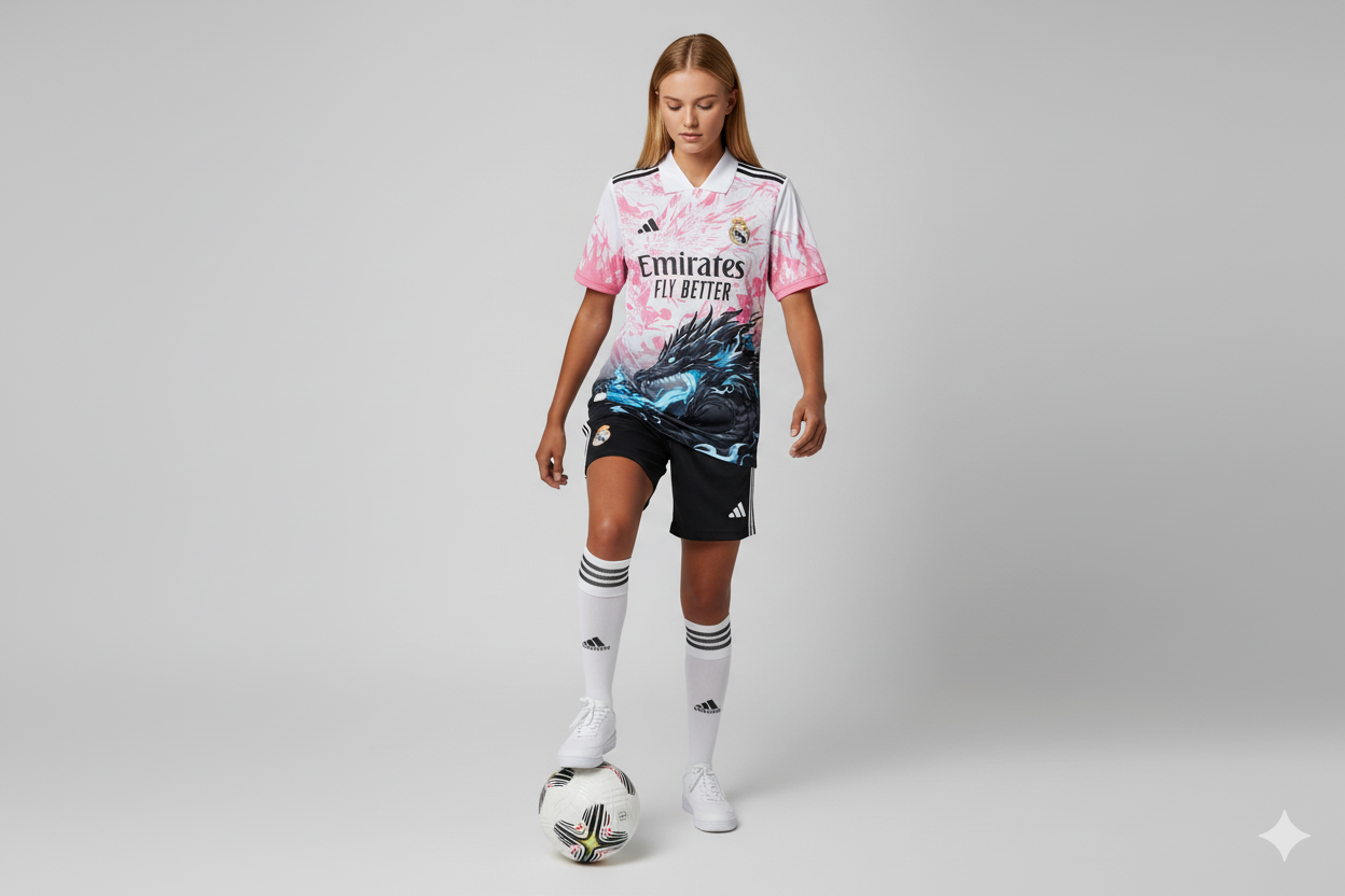 Real Madrid Pink & Blue Dragon Special Edition Jersey 25-26 Season